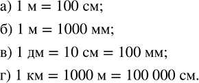 Изображение 1.54. Заполните пропуски:а) 1 м = ... см;   в) 1 дм = ... мм;б) 1 м = ... мм;   г) 1 км = ......