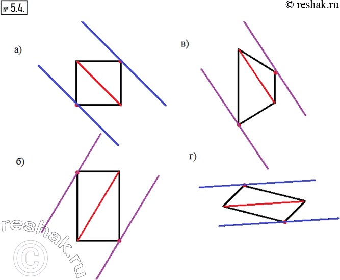 Изображение 5.4. Через отмеченные точки проведите прямые, параллельные заданной диагонали...